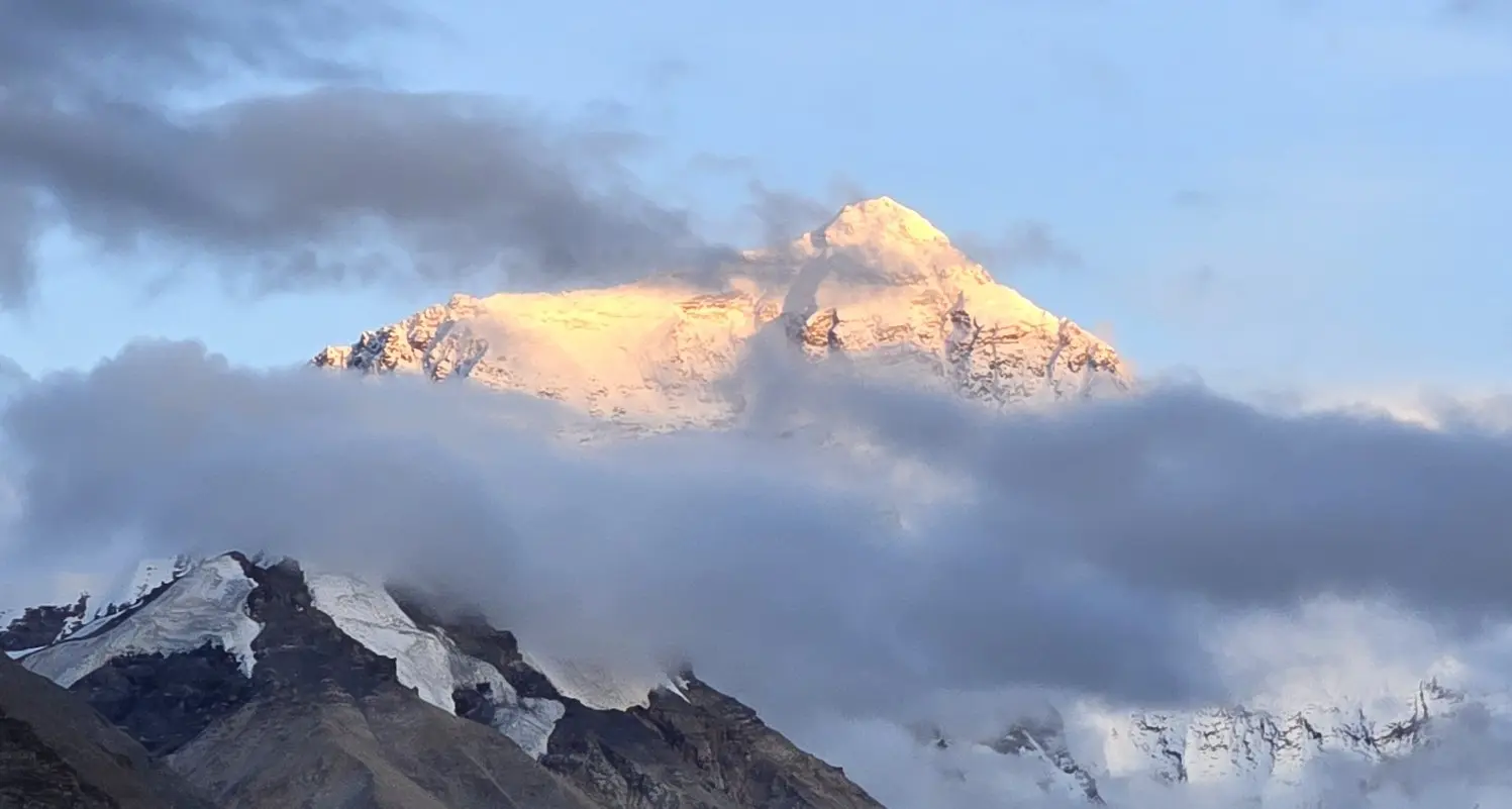 The golden Everest at sunset