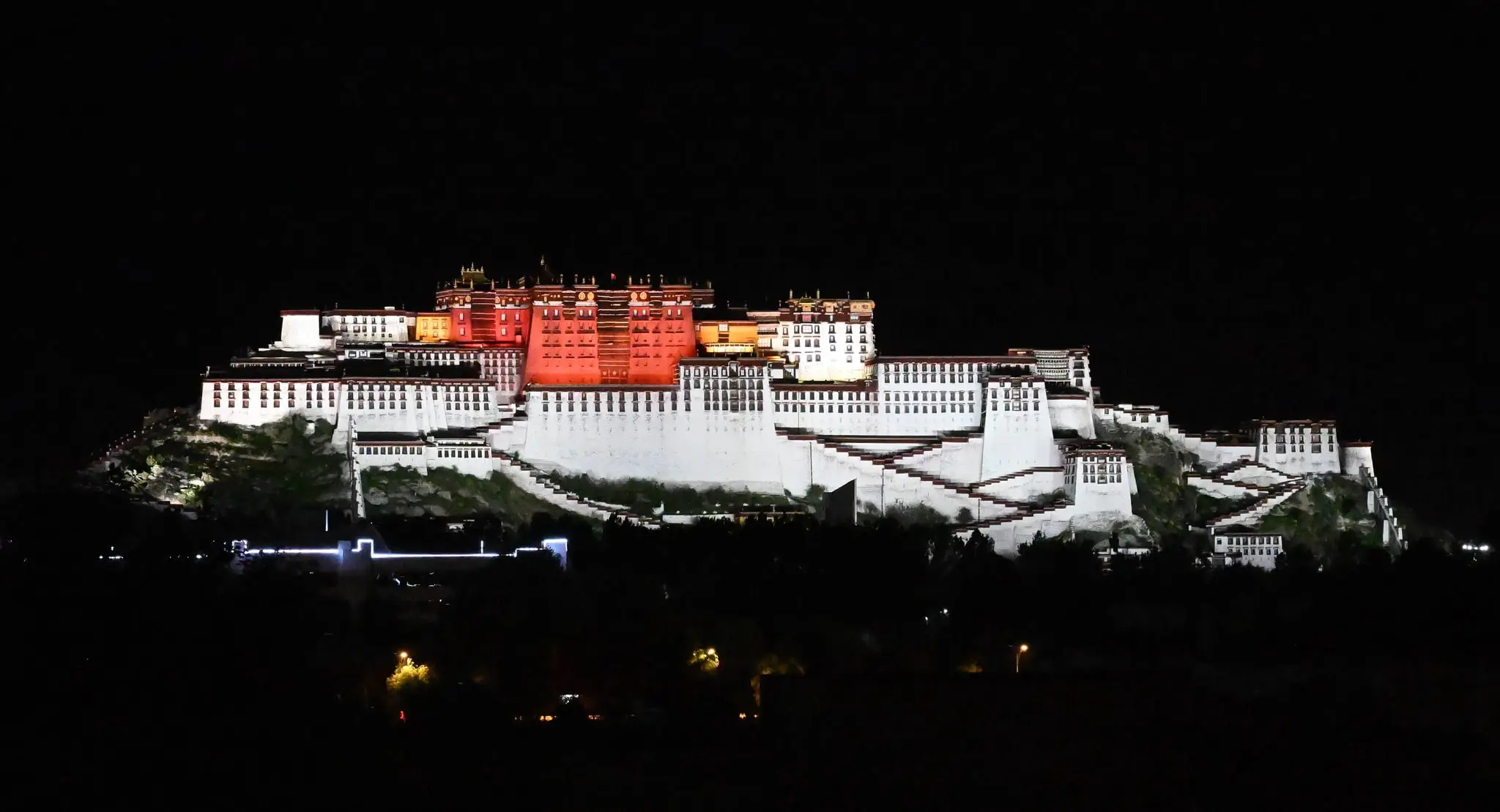 The view of Potala Palace at night from our room